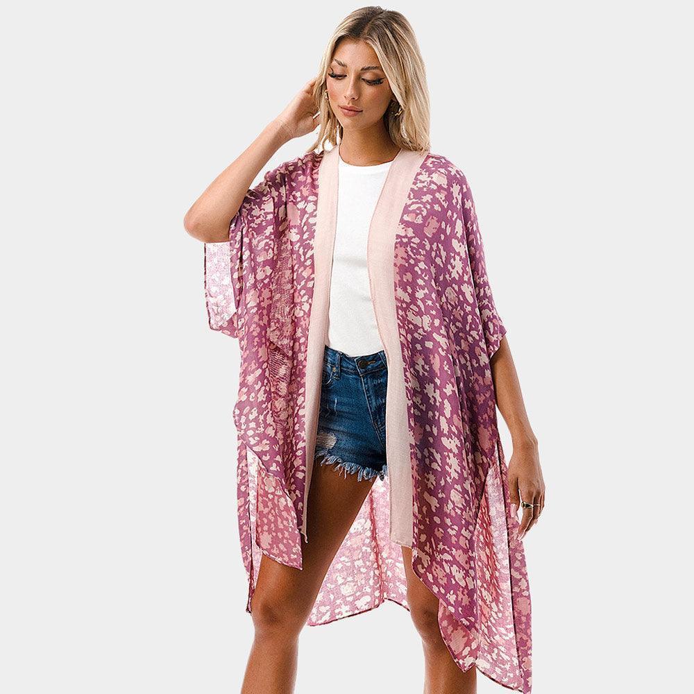Pink Abstract Print Kimono Poncho - Jewelry Store by Erik Rayo