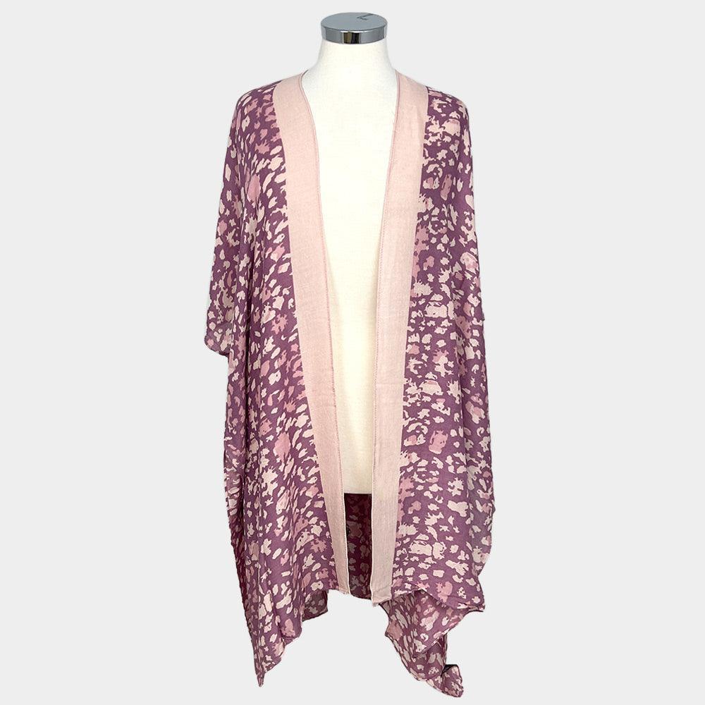 Pink Abstract Print Kimono Poncho - Jewelry Store by Erik Rayo