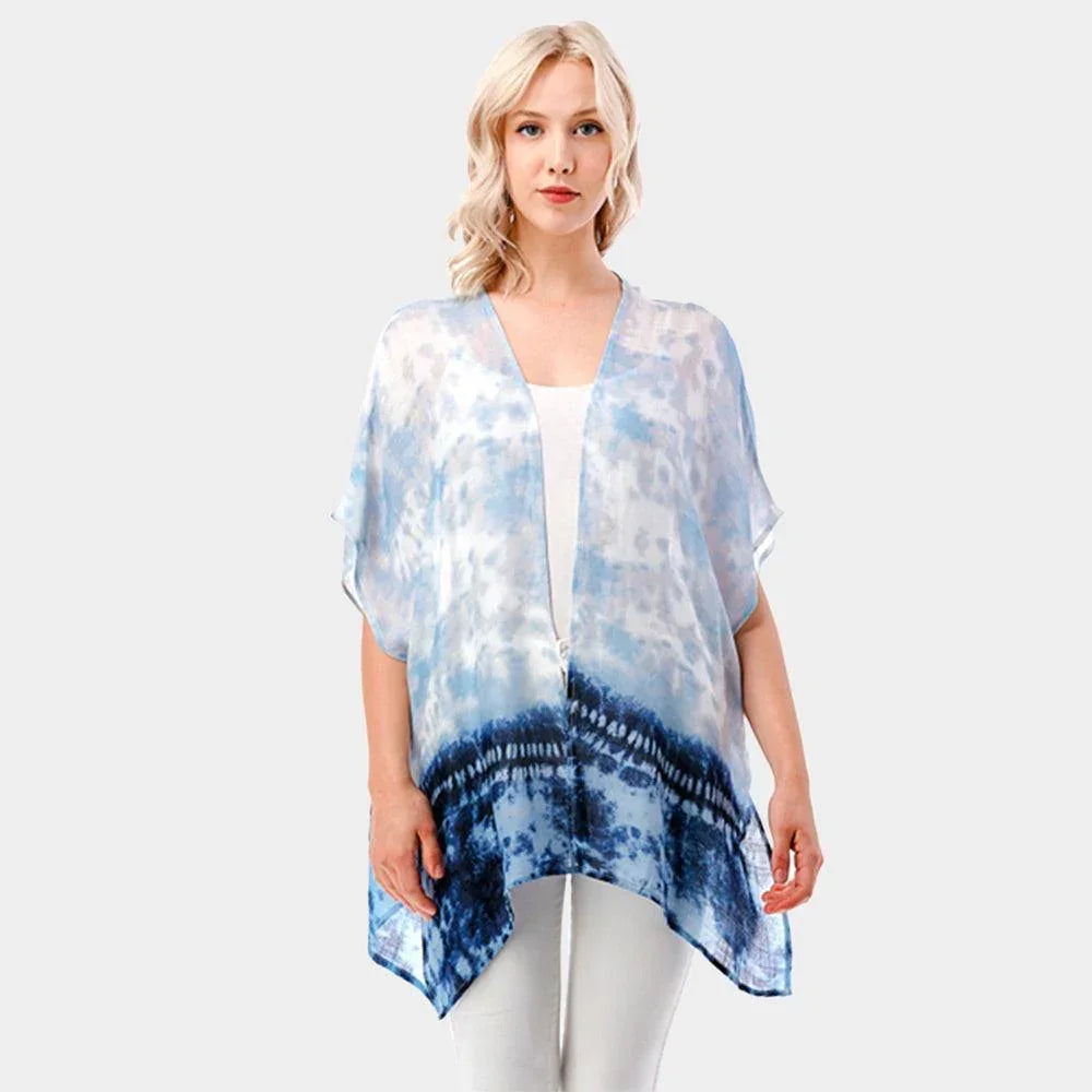 Blue Tie Dye Print Topper Poncho - Jewelry Store by Erik Rayo