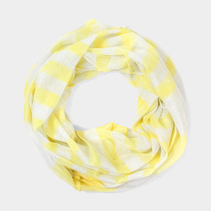 Yellow Two Tone Lurex Infinity Scarf