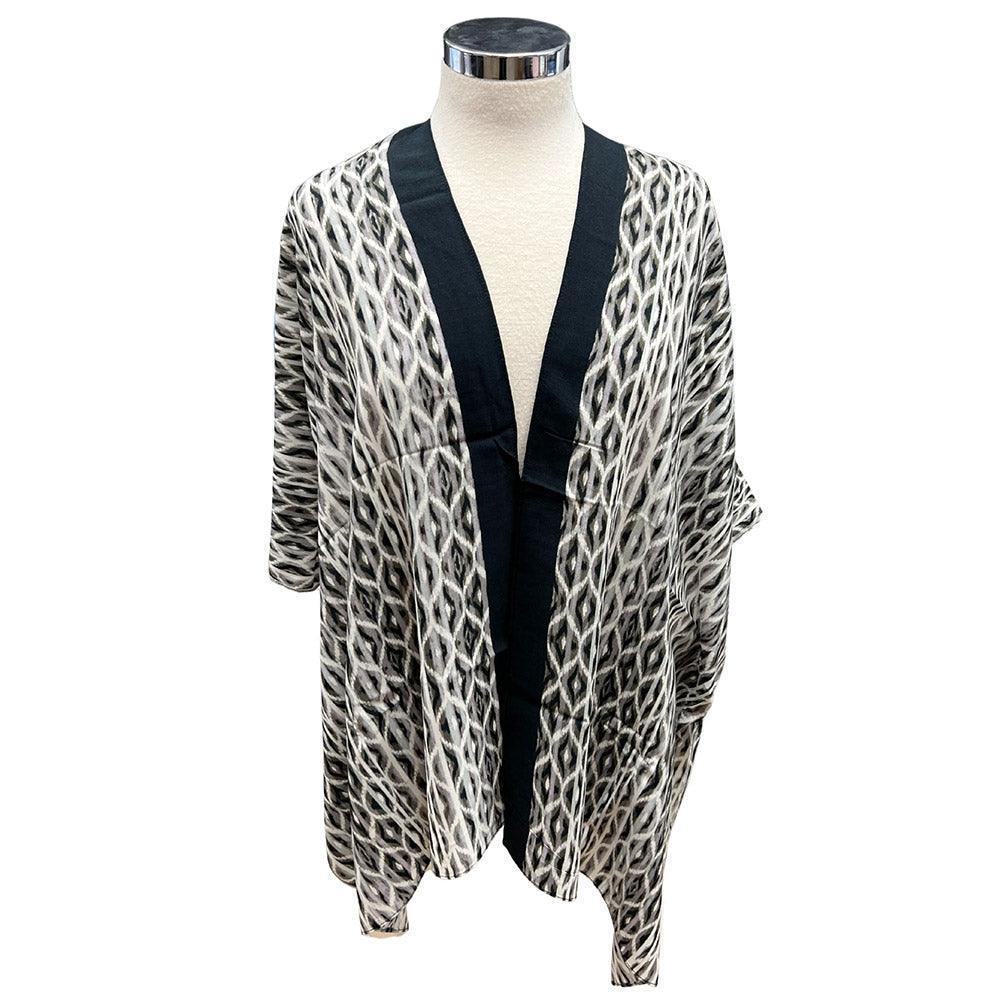 Black Geometric Print Kimono Poncho - Jewelry Store by Erik Rayo