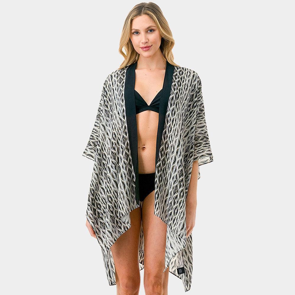 Black Geometric Print Kimono Poncho - Jewelry Store by Erik Rayo