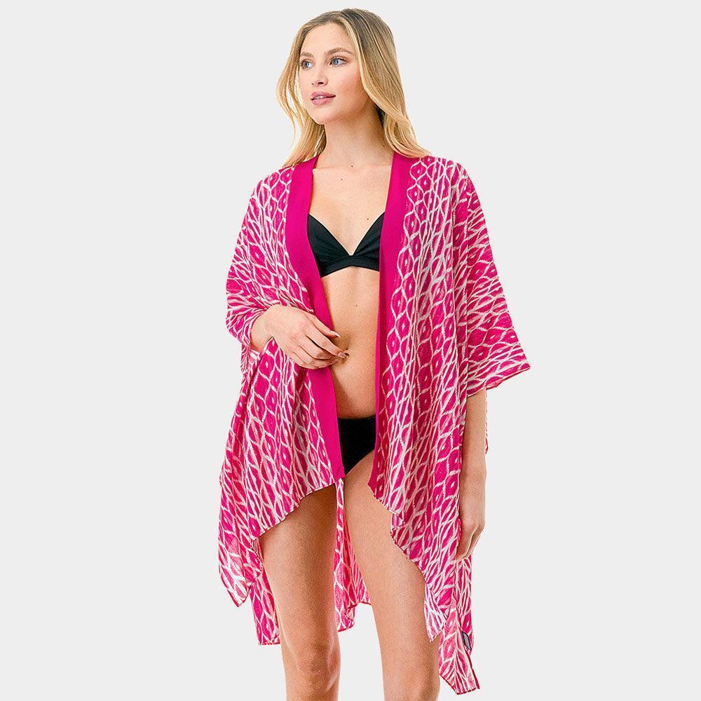 Pink Geometric Print Kimono Poncho - Jewelry Store by Erik Rayo