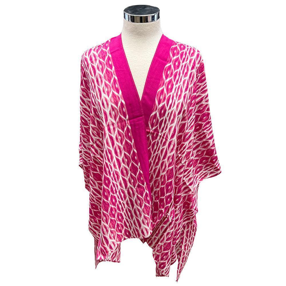 Pink Geometric Print Kimono Poncho - Jewelry Store by Erik Rayo