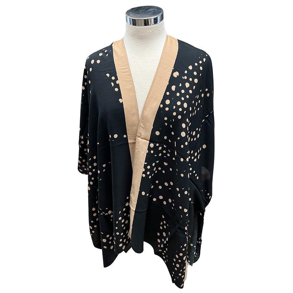 Black Polka Dot Print Kimono Poncho - Jewelry Store by Erik Rayo
