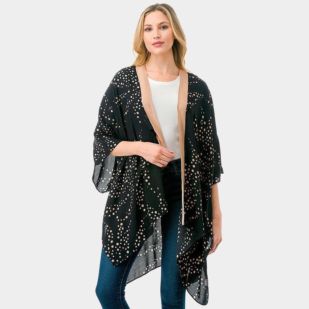 Black Polka Dot Print Kimono Poncho - Jewelry Store by Erik Rayo