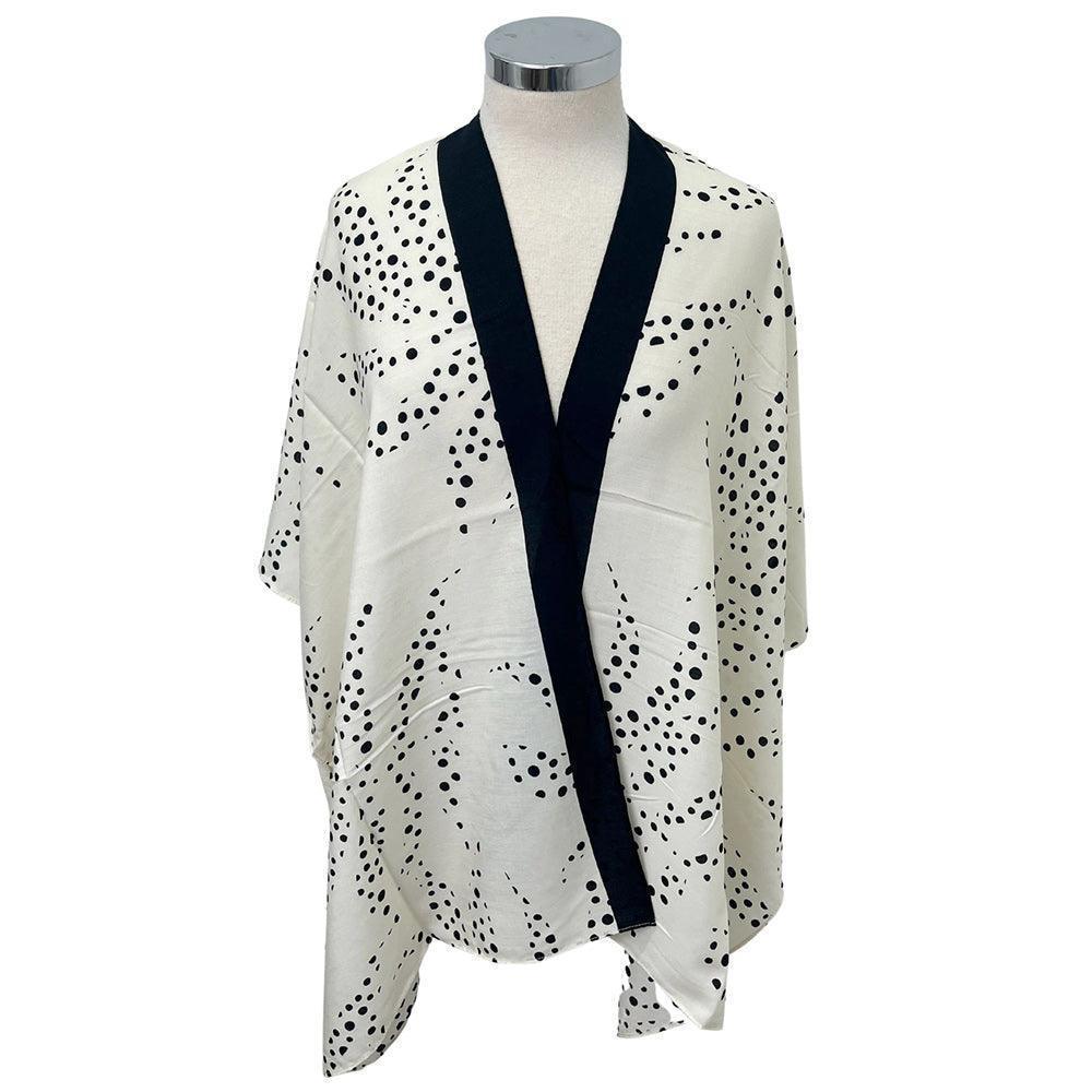 Ivory Polka Dot Print Kimono Poncho - Jewelry Store by Erik Rayo