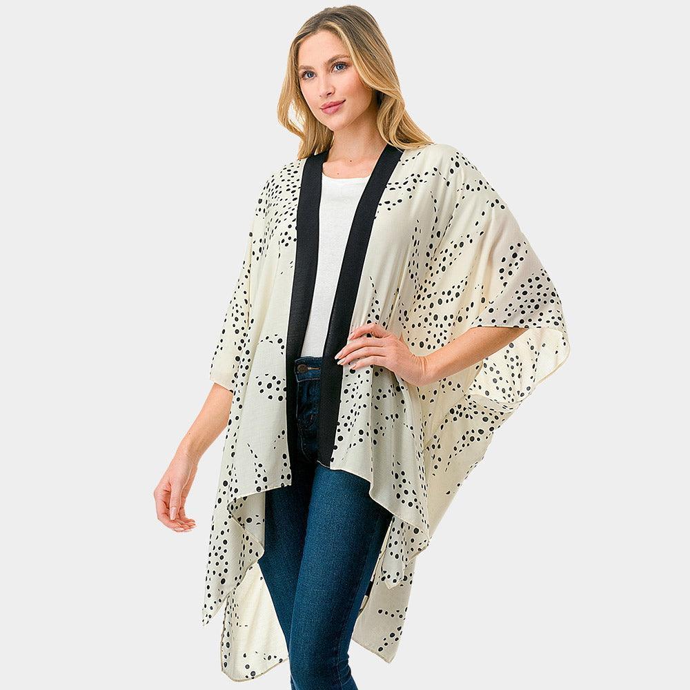 Ivory Polka Dot Print Kimono Poncho - Jewelry Store by Erik Rayo