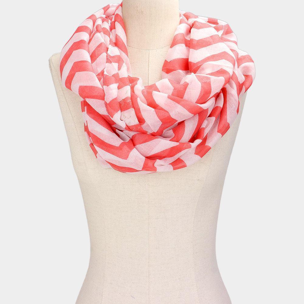 White Chevron Pattern Infinity Scarf - Jewelry Store by Erik Rayo