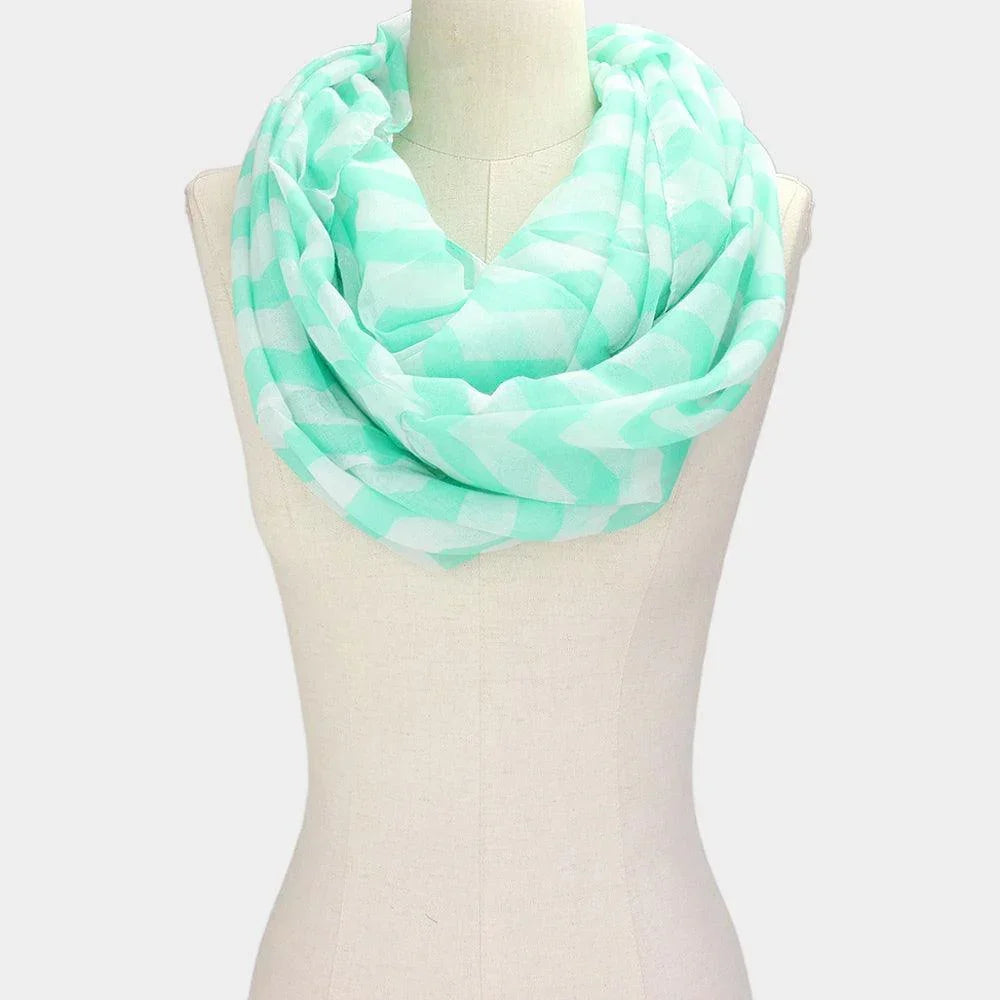 White Chevron Pattern Infinity Scarf - Jewelry Store by Erik Rayo