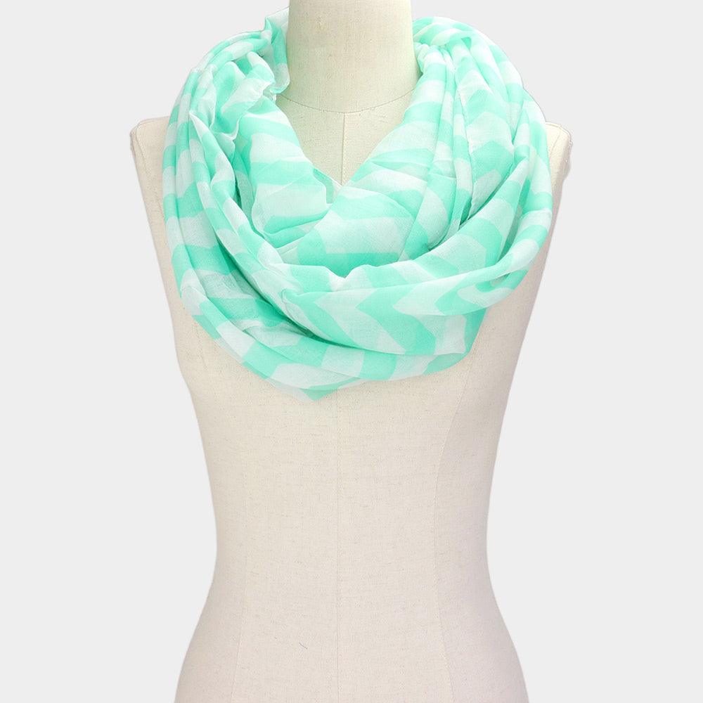 White Chevron Pattern Infinity Scarf