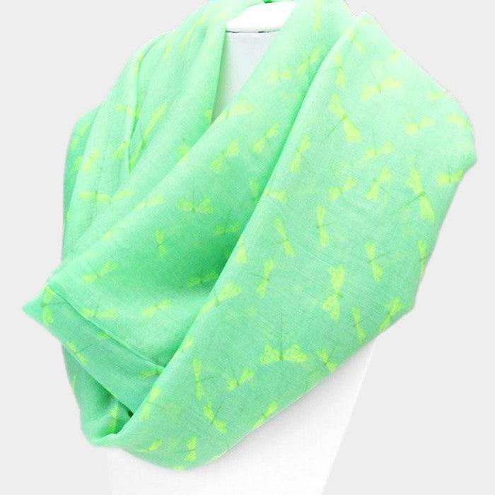 Green Dragonfly Polyester Infinity Spring Scarf - Jewelry Store by Erik Rayo