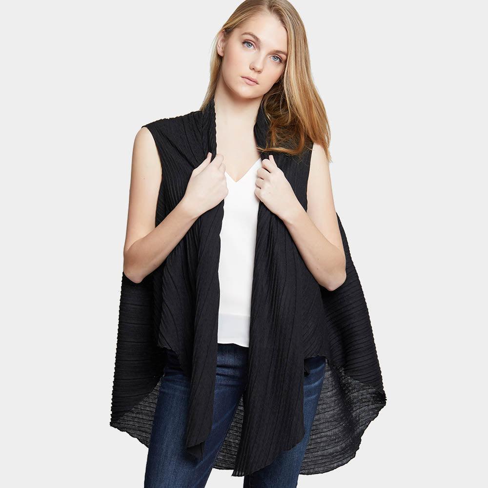 Black Solid Pleated Vest - Jewelry Store by Erik Rayo