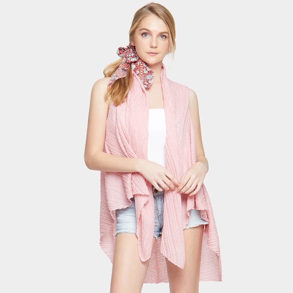 Pink Solid Pleated Vest - Jewelry Store by Erik Rayo
