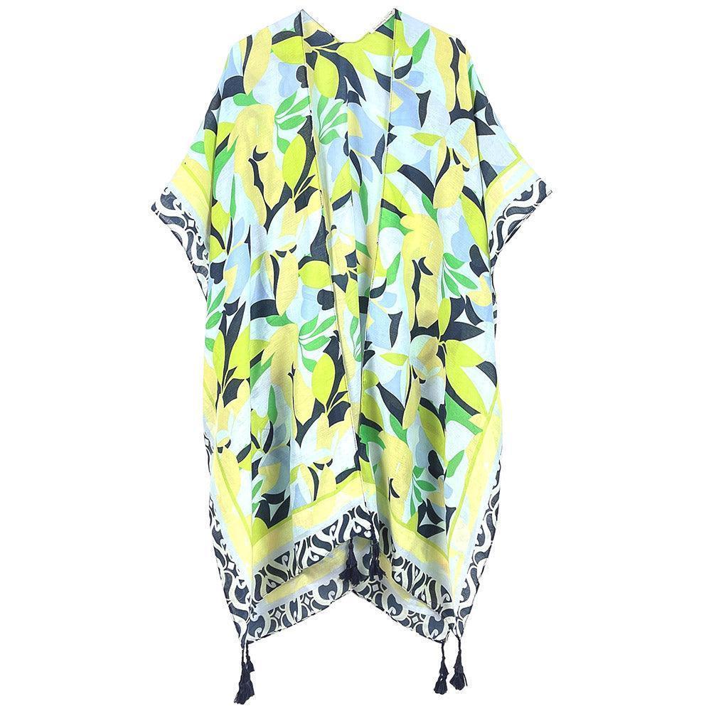 Navy Floral Print Kimono Poncho - Jewelry Store by Erik Rayo