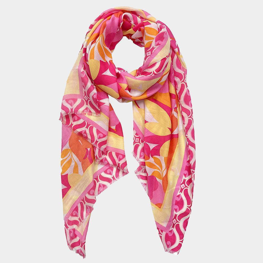 Fuchsia Floral Print Scarf - Jewelry Store by Erik Rayo
