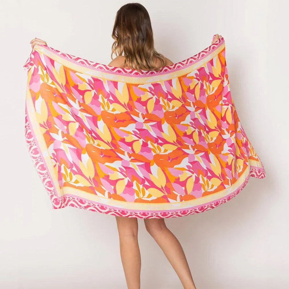 Fuchsia Floral Print Scarf - Jewelry Store by Erik Rayo