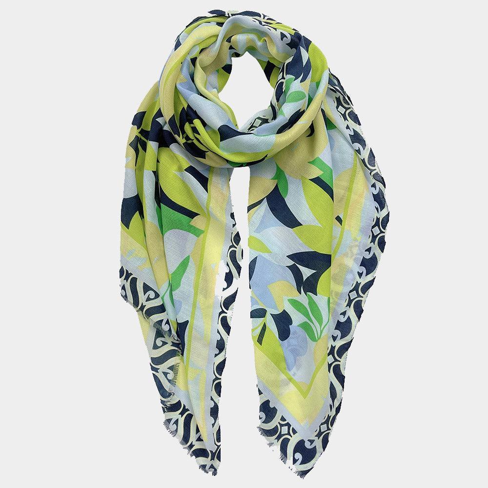 Navy Floral Print Scarf - Jewelry Store by Erik Rayo