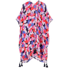 Load image into Gallery viewer, Black Floral Print Kimono Poncho
