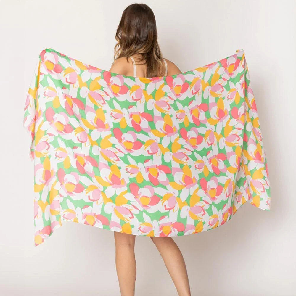 Green Floral Print Scarf - Jewelry Store by Erik Rayo