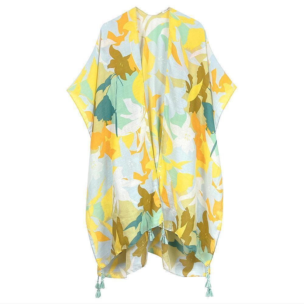 Mint Floral Print Kimono Poncho - Jewelry Store by Erik Rayo