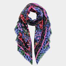 Load image into Gallery viewer, Black Multi Color Animal Print Scarf
