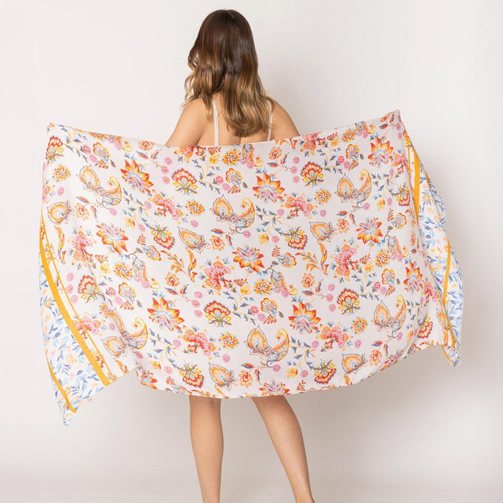 Ivory Floral Print Scarf - Jewelry Store by Erik Rayo