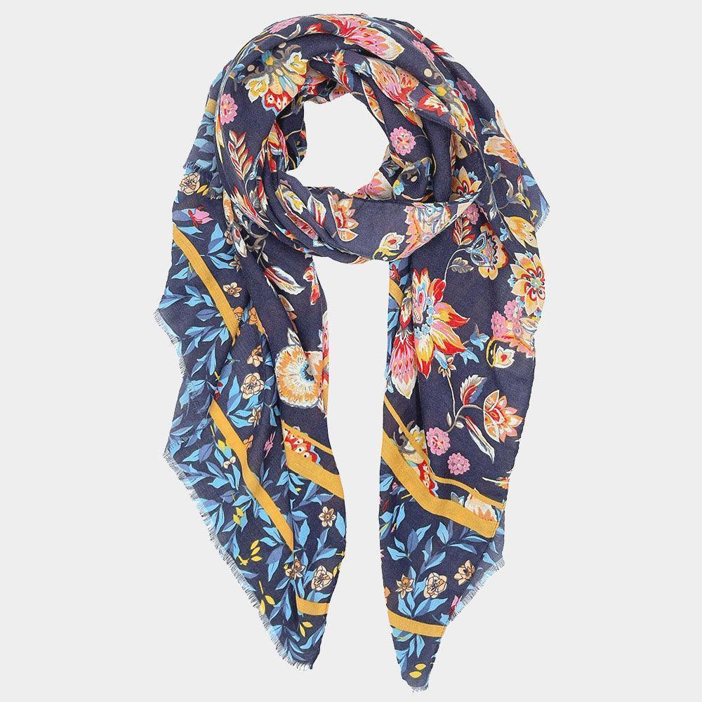 Navy Floral Print Scarf - Jewelry Store by Erik Rayo
