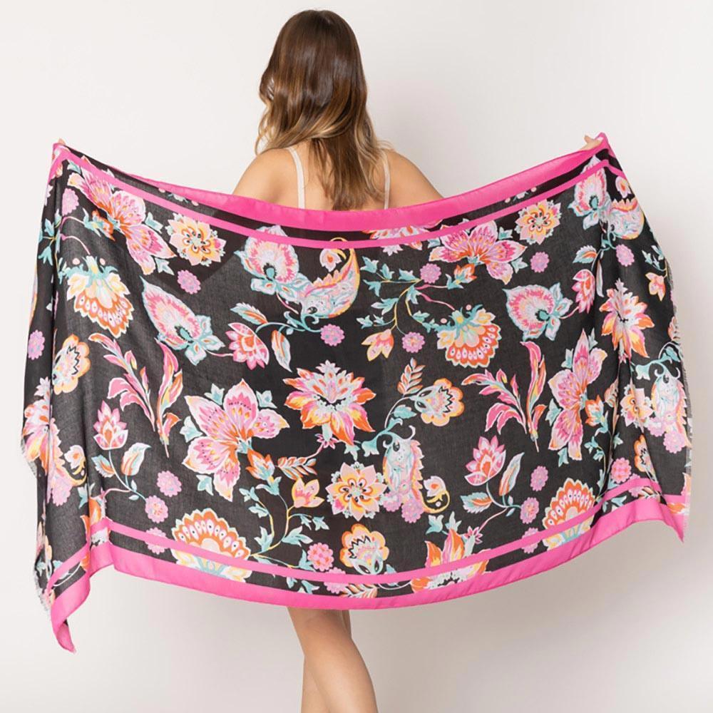 Black Floral Print Scarf - Jewelry Store by Erik Rayo
