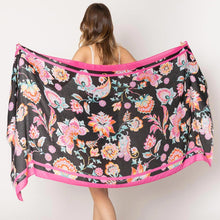 Load image into Gallery viewer, Black Floral Print Scarf
