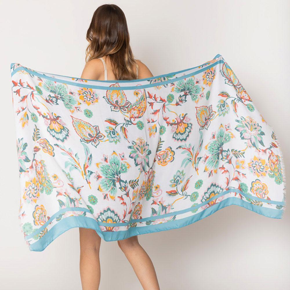 Ivory Floral Print Scarf - Jewelry Store by Erik Rayo