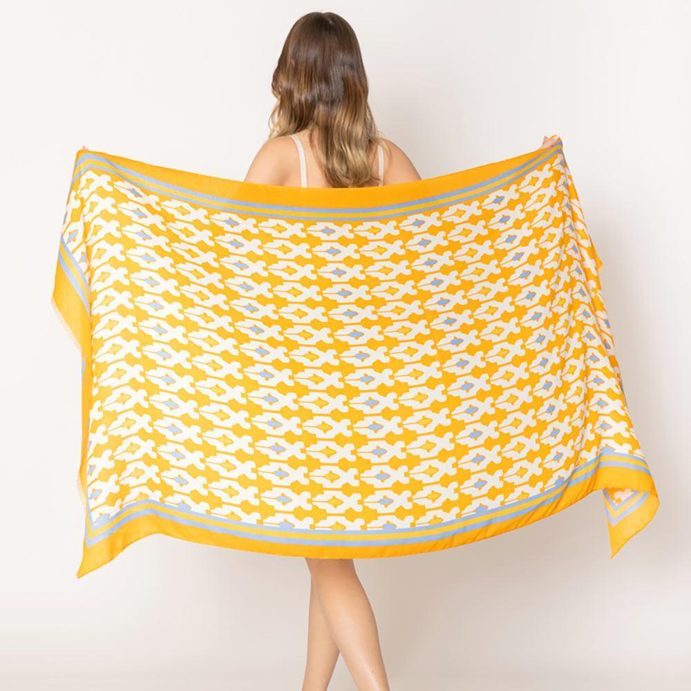 Orange Tile Print Scarf - Jewelry Store by Erik Rayo