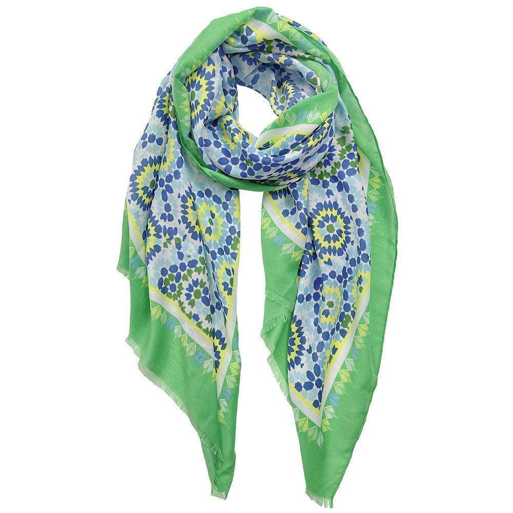Green Tile Print Scarf - Jewelry Store by Erik Rayo