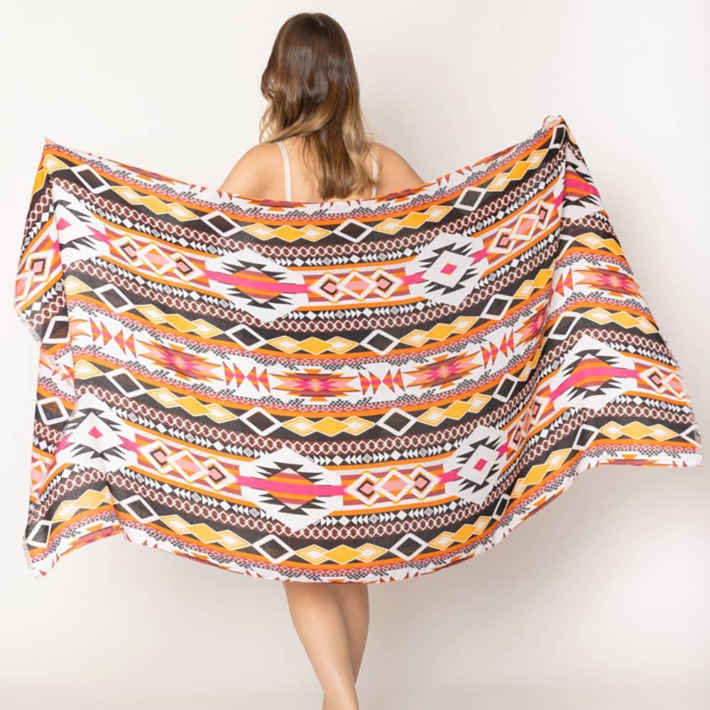 Orange Aztec Print Scarf