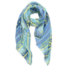 Load image into Gallery viewer, Blue Aztec Print Scarf
