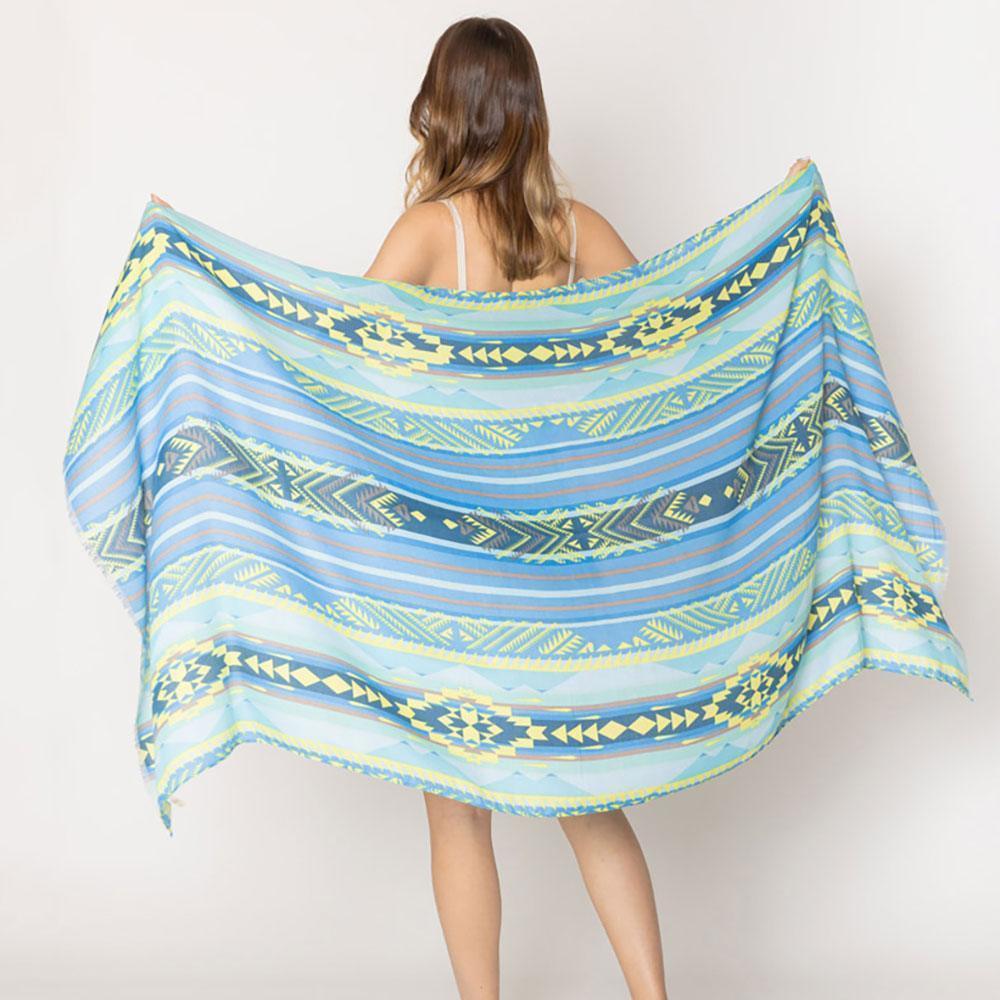 Blue Aztec Print Scarf - Jewelry Store by Erik Rayo