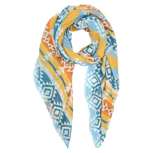 Load image into Gallery viewer, Blue Aztec Print Scarf
