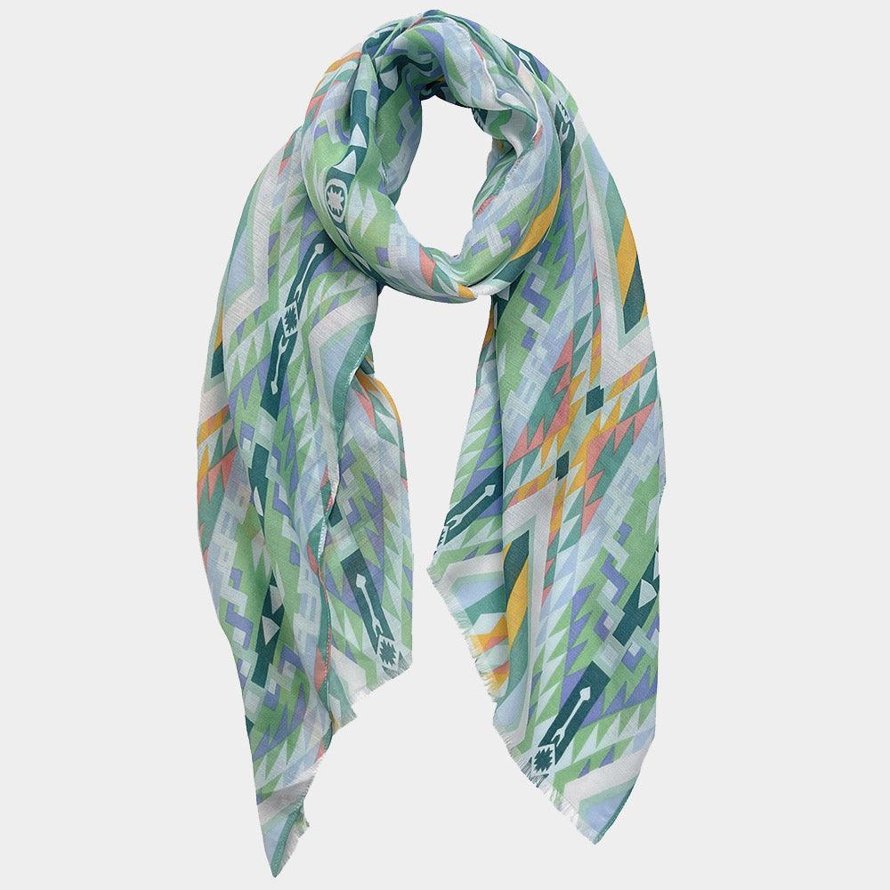 Green Aztec Print Scarf - Jewelry Store by Erik Rayo