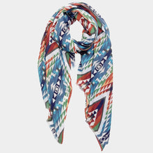 Load image into Gallery viewer, Navy Aztec Print Scarf
