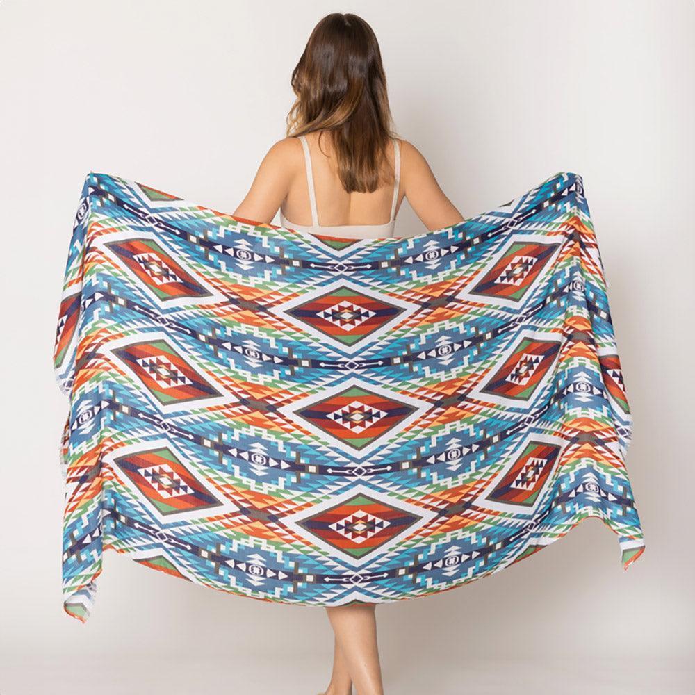 Navy Aztec Print Scarf - Jewelry Store by Erik Rayo