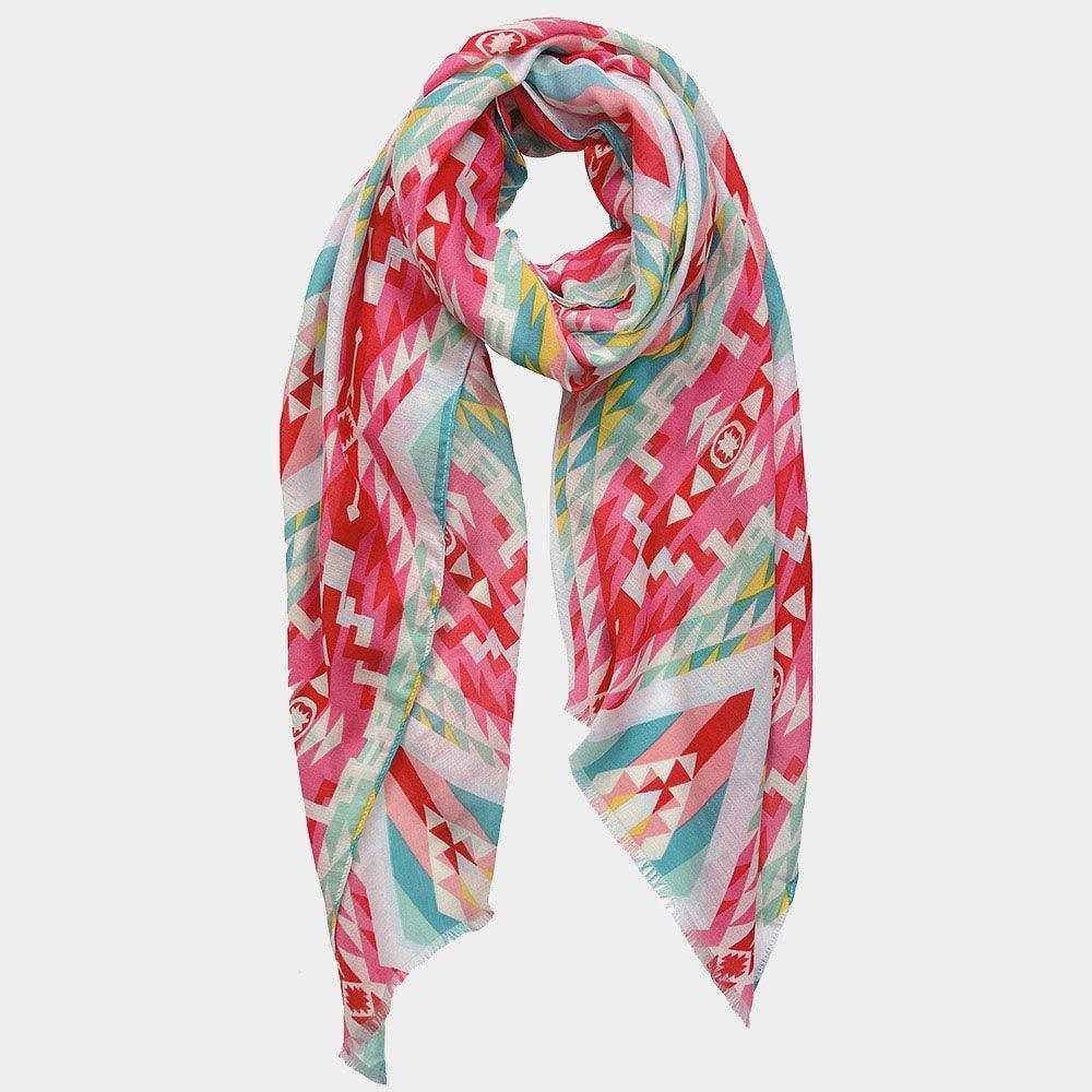 Pink Aztec Print Scarf - Jewelry Store by Erik Rayo