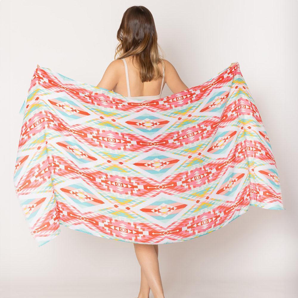 Pink Aztec Print Scarf - Jewelry Store by Erik Rayo
