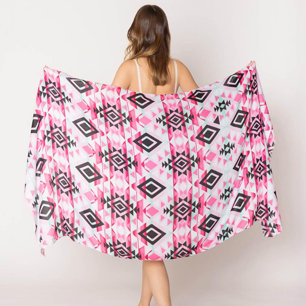 Fuchsia Aztec Print Scarf