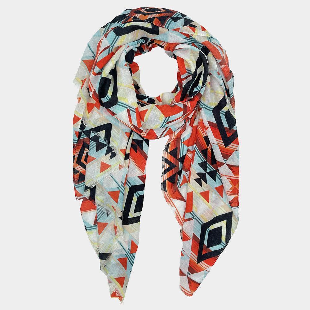 Orange Aztec Print Scarf - Jewelry Store by Erik Rayo