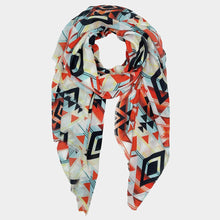 Load image into Gallery viewer, Orange Aztec Print Scarf
