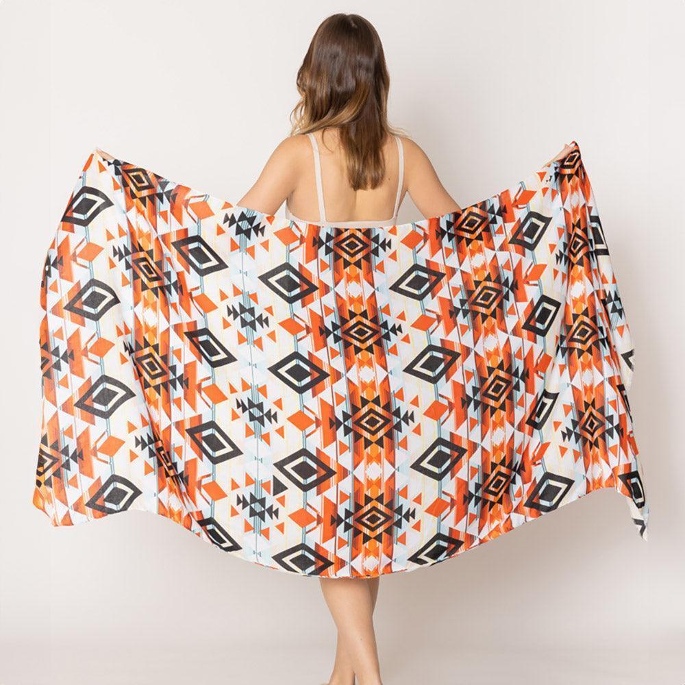 Orange Aztec Print Scarf - Jewelry Store by Erik Rayo
