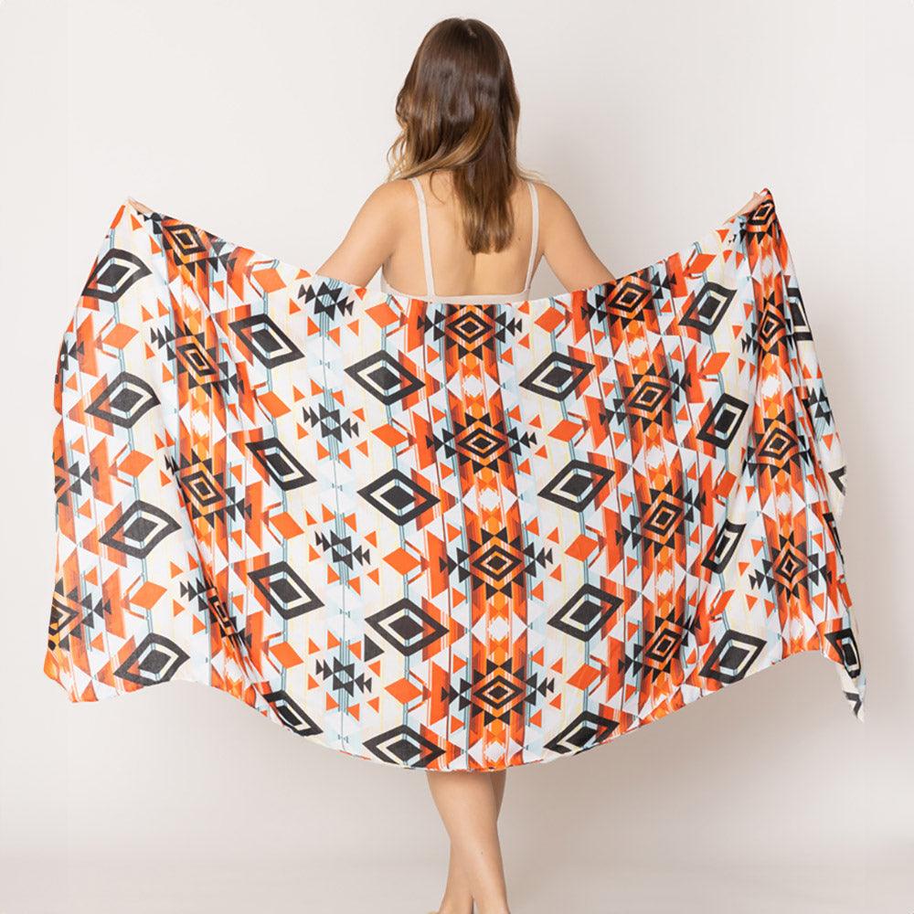 Orange Aztec Print Scarf