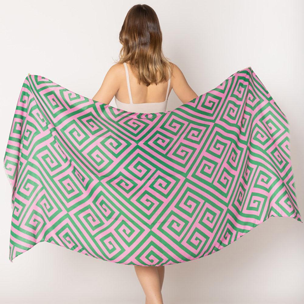 Pink Geometric Print Scarf - Jewelry Store by Erik Rayo