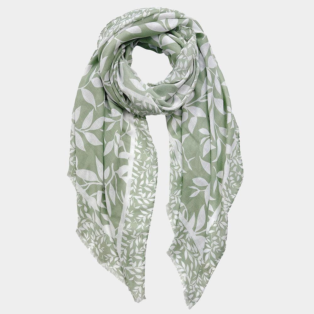 Green Leaf Print Scarf - Jewelry Store by Erik Rayo