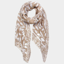 Load image into Gallery viewer, Taupe Leaf Print Scarf
